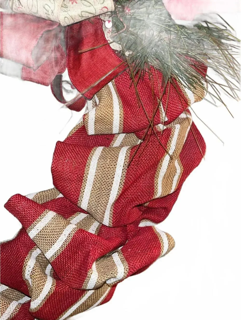Elegant Red and Tan Holiday Wreath
